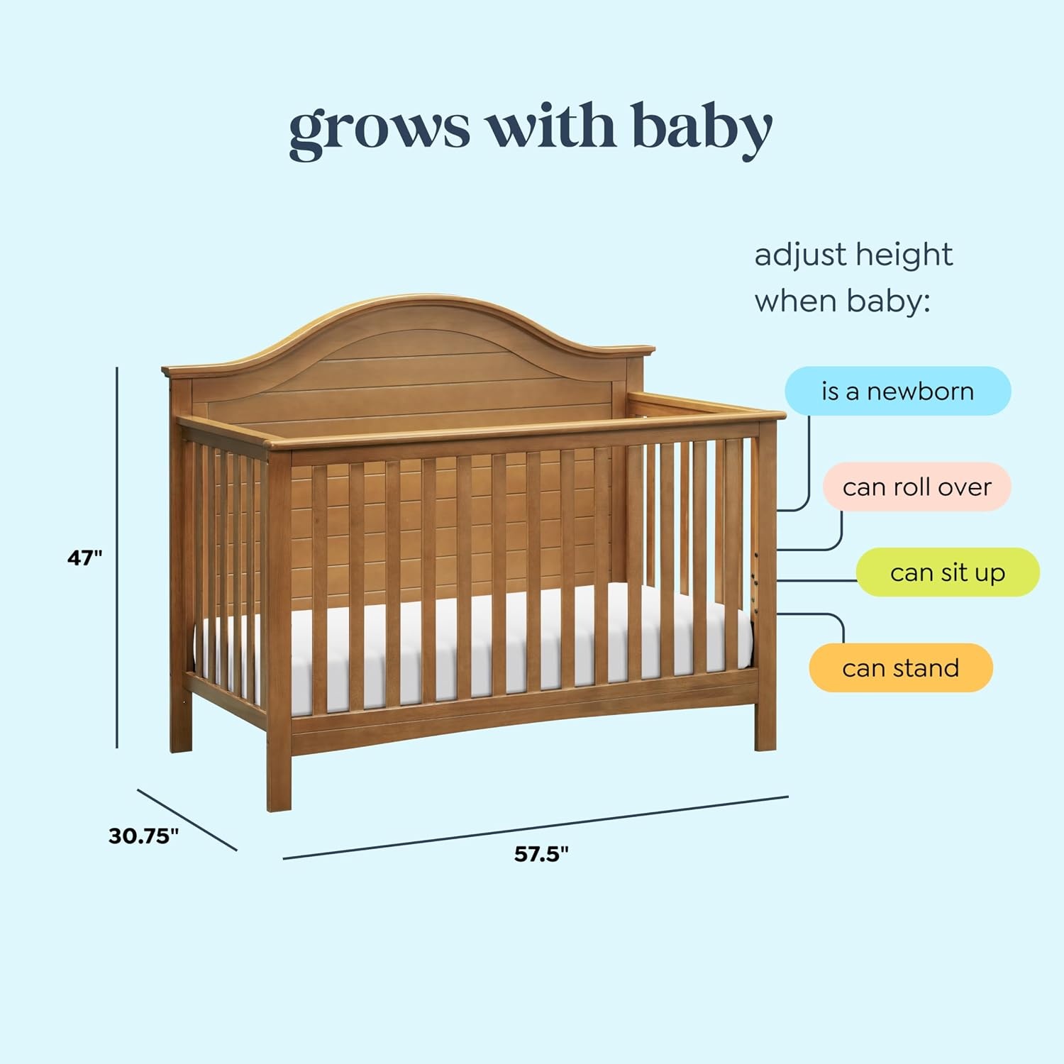 image:imageCarters by Davinci Nolan 4in1 Convertible Crib in Chestnut Greenguard Gold CertifiedChestnut