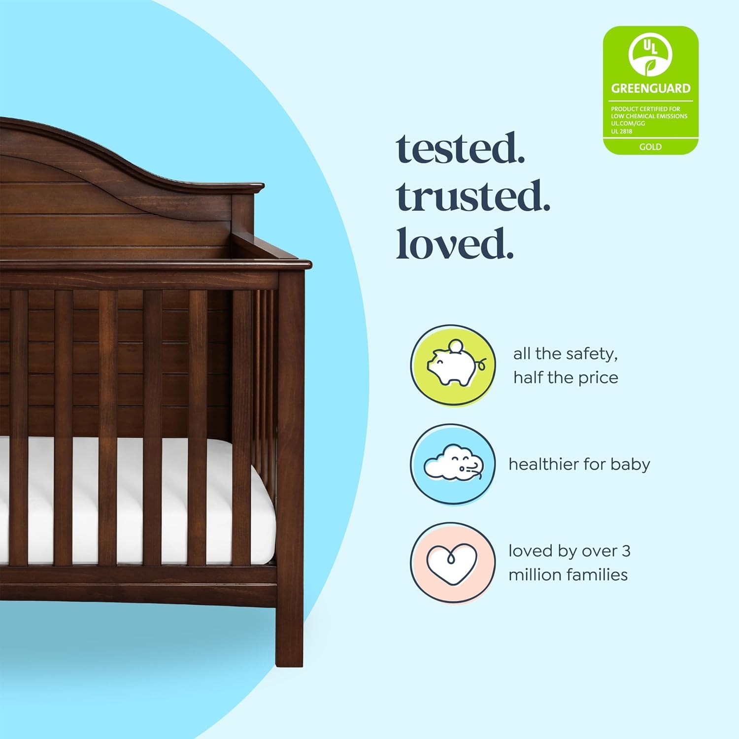 image:imageCarters by Davinci Nolan 4in1 Convertible Crib in Chestnut Greenguard Gold CertifiedEspresso