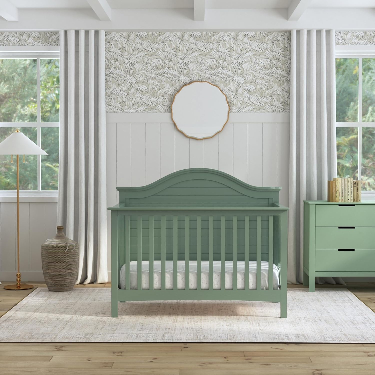 image:imageCarters by Davinci Nolan 4in1 Convertible Crib in Chestnut Greenguard Gold CertifiedLight Sage