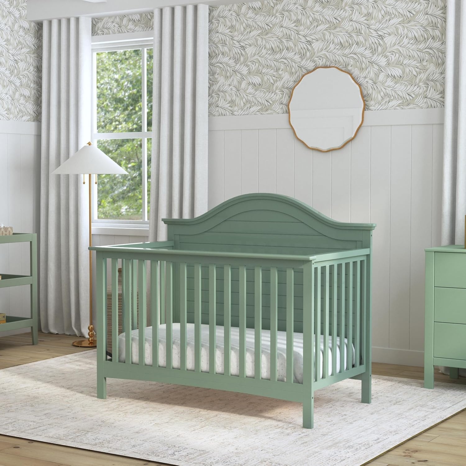 image:imageCarters by Davinci Nolan 4in1 Convertible Crib in Chestnut Greenguard Gold CertifiedLight Sage