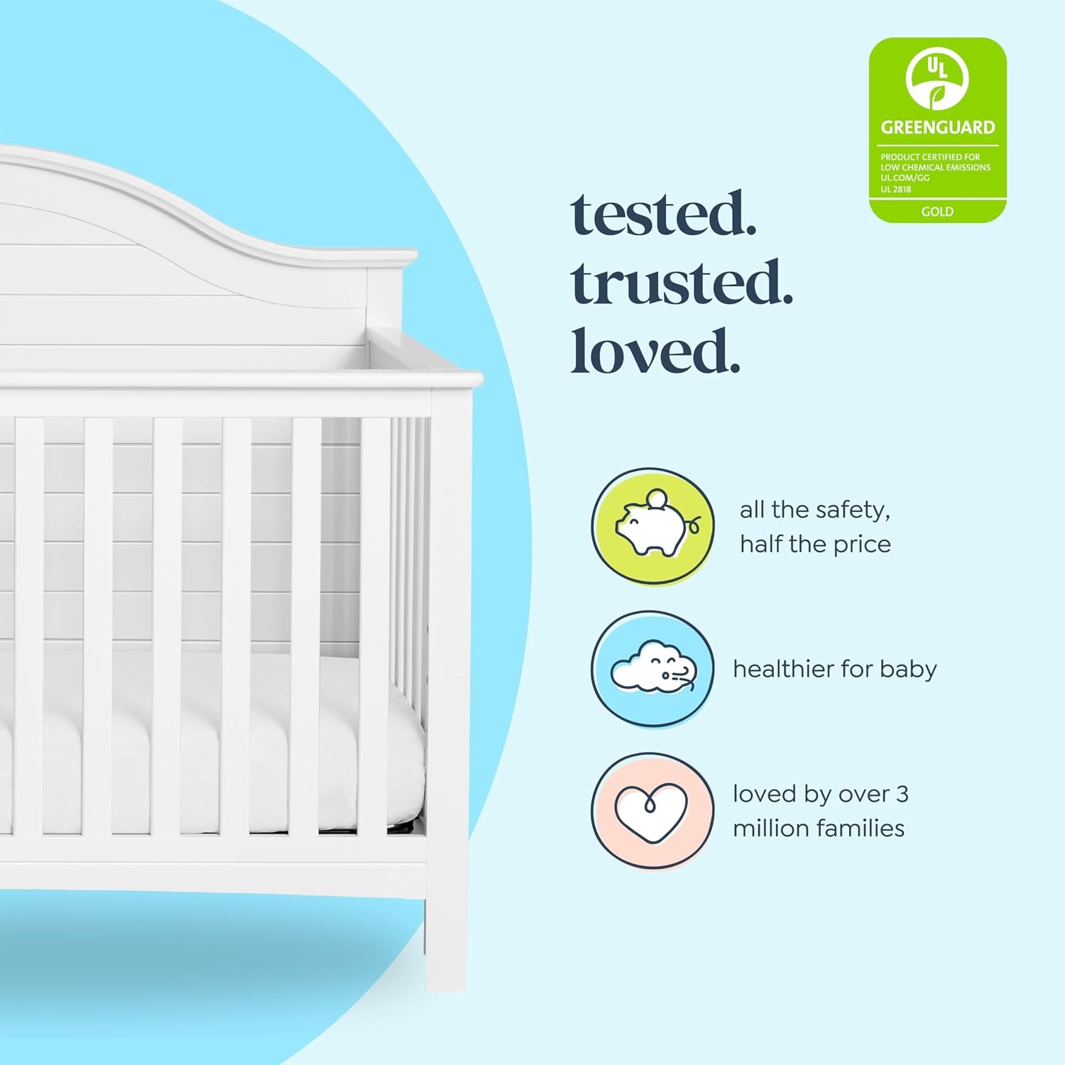 image:imageCarters by Davinci Nolan 4in1 Convertible Crib in Chestnut Greenguard Gold CertifiedWhite