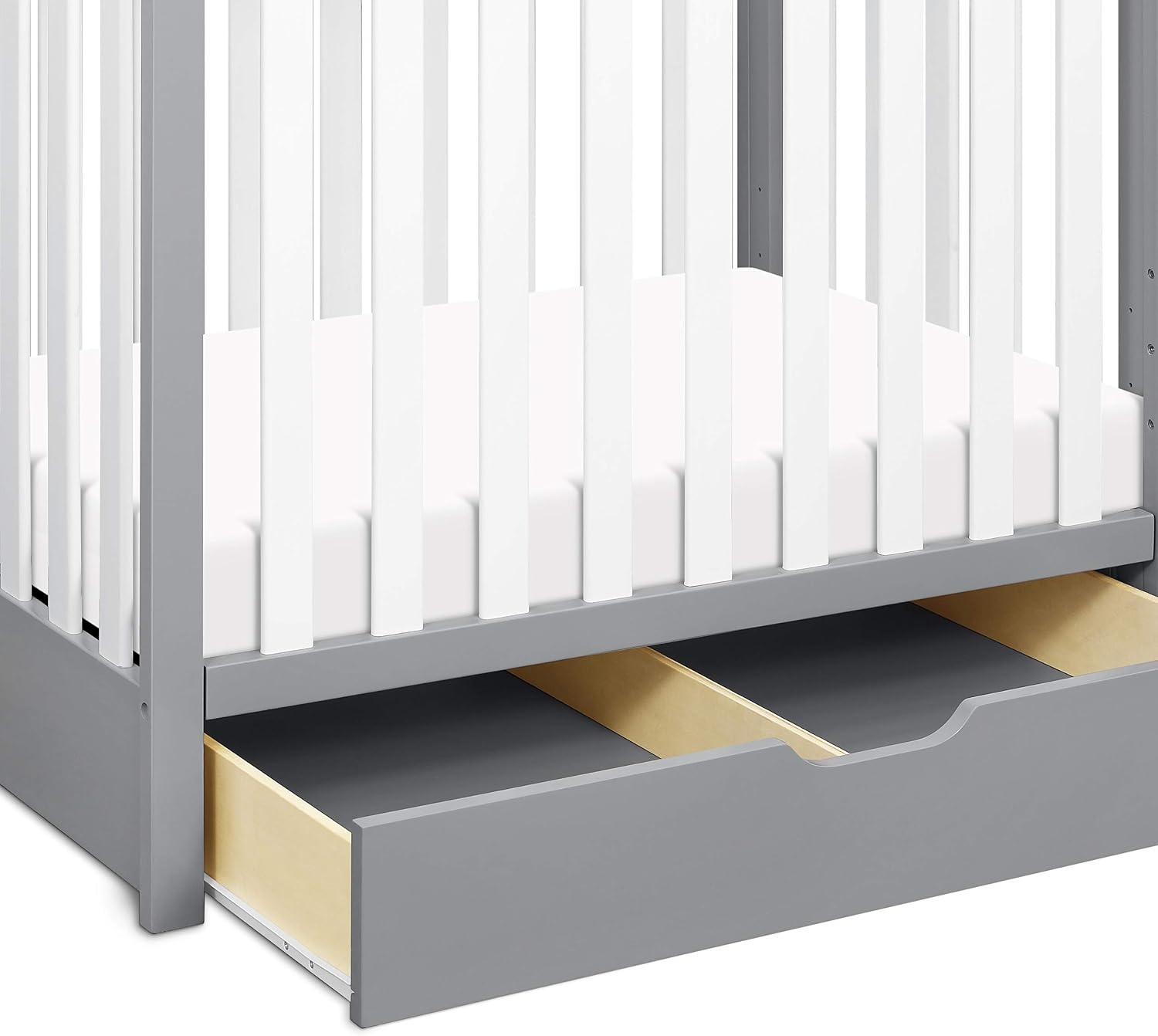 image:imageCarters by daVinci Colby 4in1 Mini Crib w Trundle Storage Grey amp WhiteGray and White