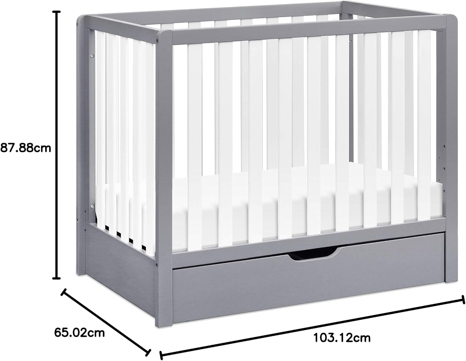 image:imageCarters by daVinci Colby 4in1 Mini Crib w Trundle Storage Grey amp WhiteGray and White