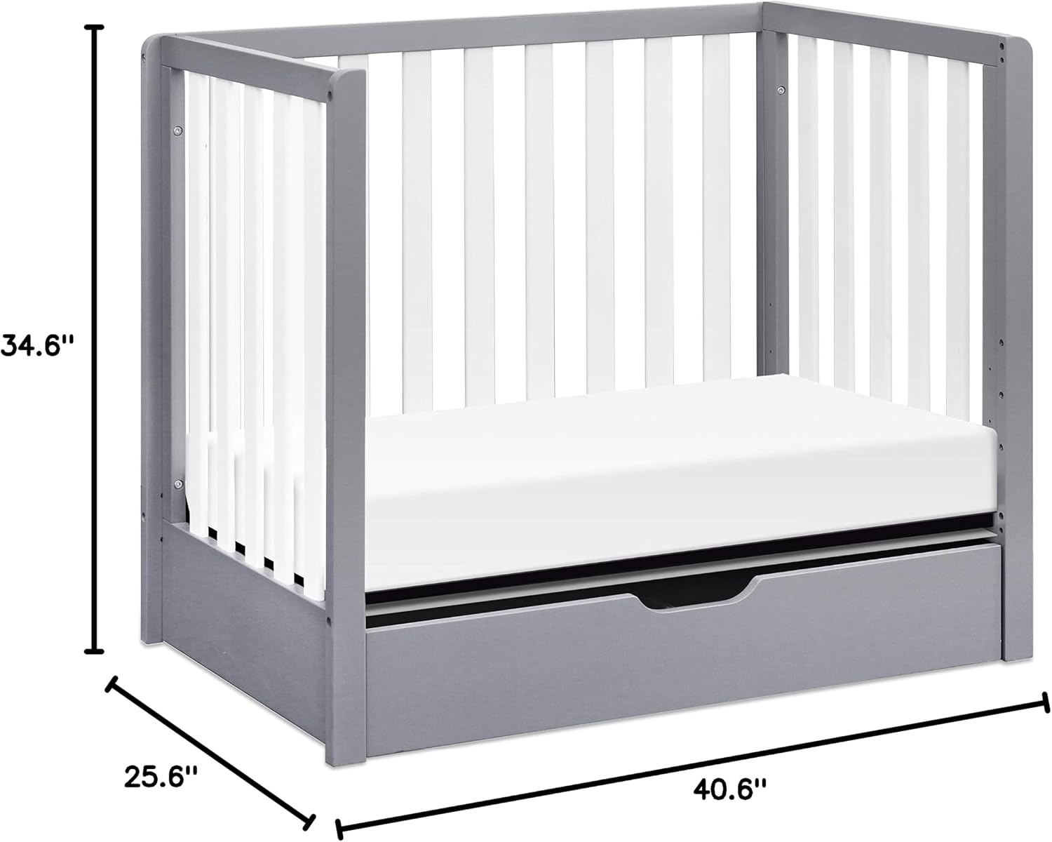 image:imageCarters by daVinci Colby 4in1 Mini Crib w Trundle Storage Grey amp WhiteGray and White