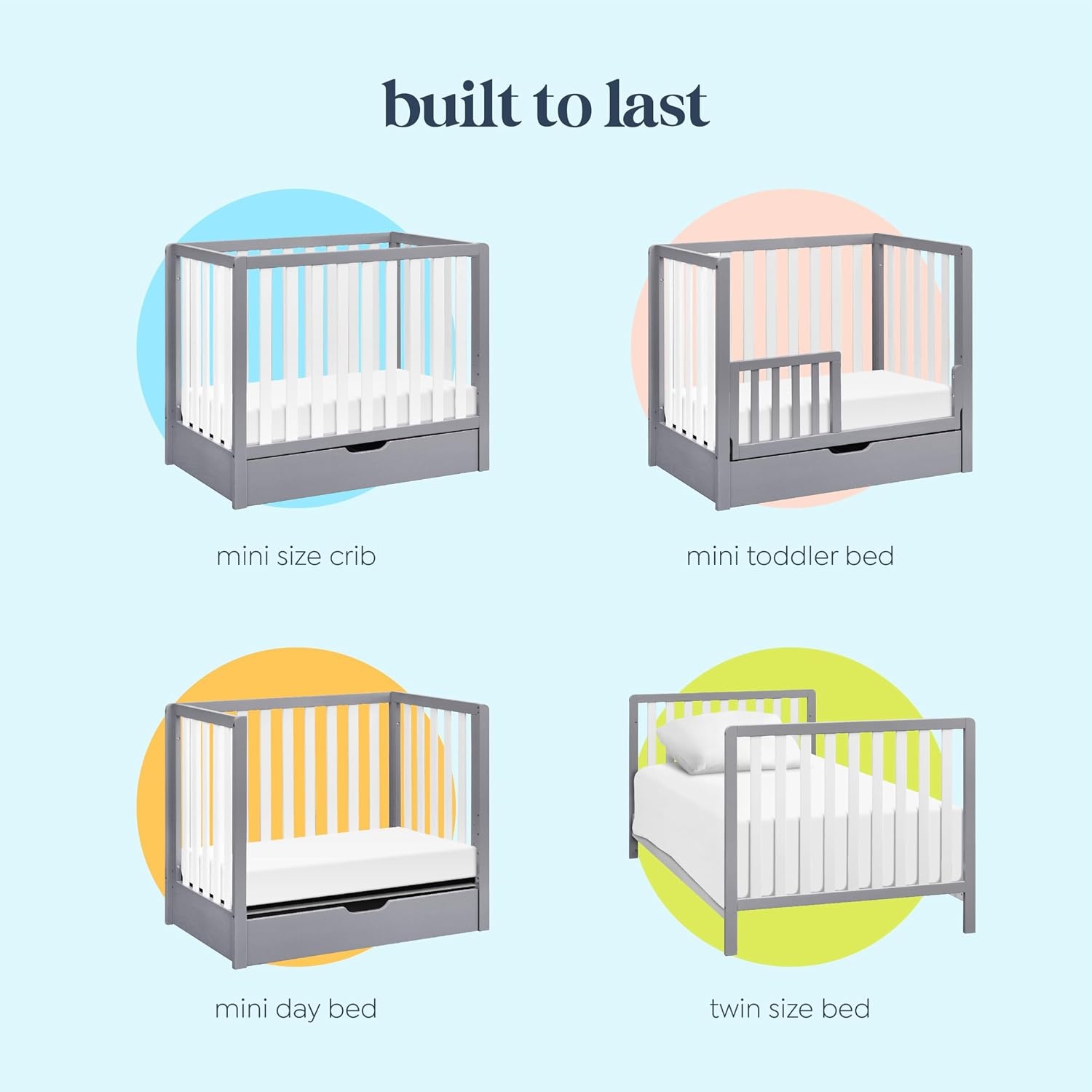 image:imageCarters by daVinci Colby 4in1 Mini Crib w Trundle Storage Grey amp WhiteGray and White