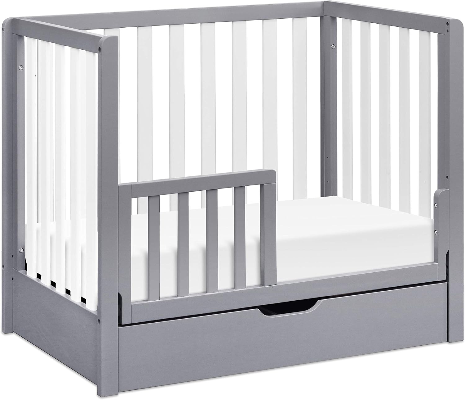 image:imageCarters by daVinci Colby 4in1 Mini Crib w Trundle Storage Grey amp WhiteGray and White