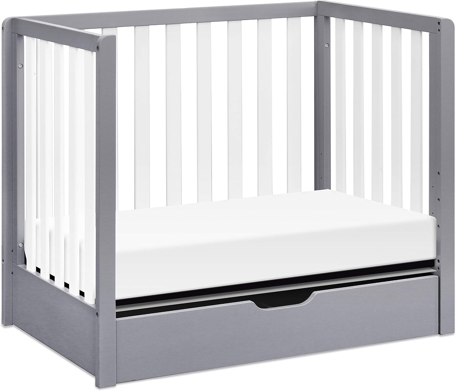 image:imageCarters by daVinci Colby 4in1 Mini Crib w Trundle Storage Grey amp WhiteGray and White