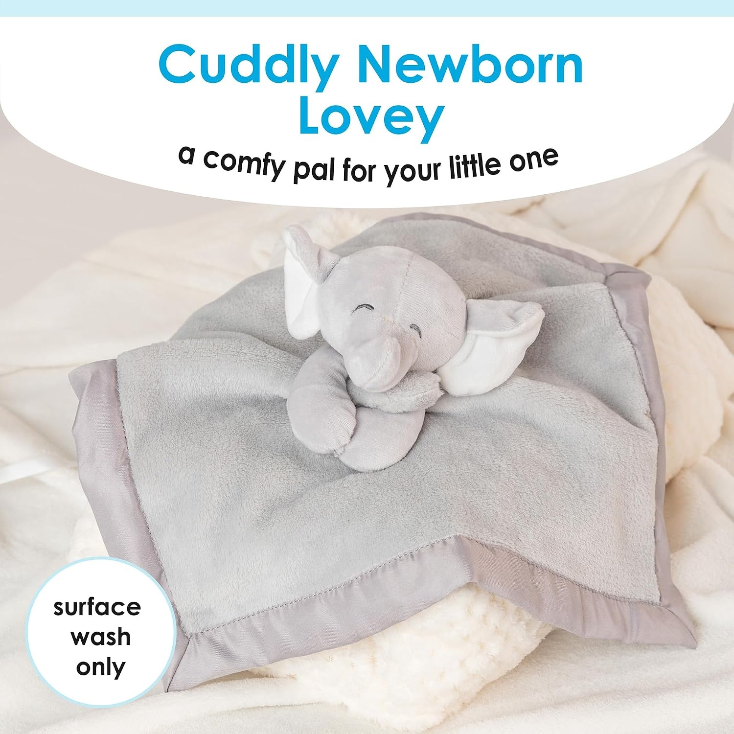 image:imageKids Preferred Carters Elephant Plush Stuffed Animal Snuggler Blanket Gray14 inches x 14 inches