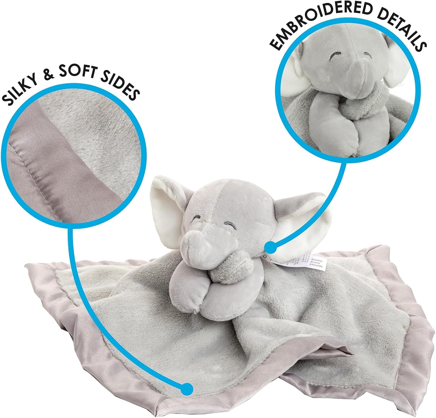 image:imageKids Preferred Carters Elephant Plush Stuffed Animal Snuggler Blanket Gray14 inches x 14 inches Pack of 12