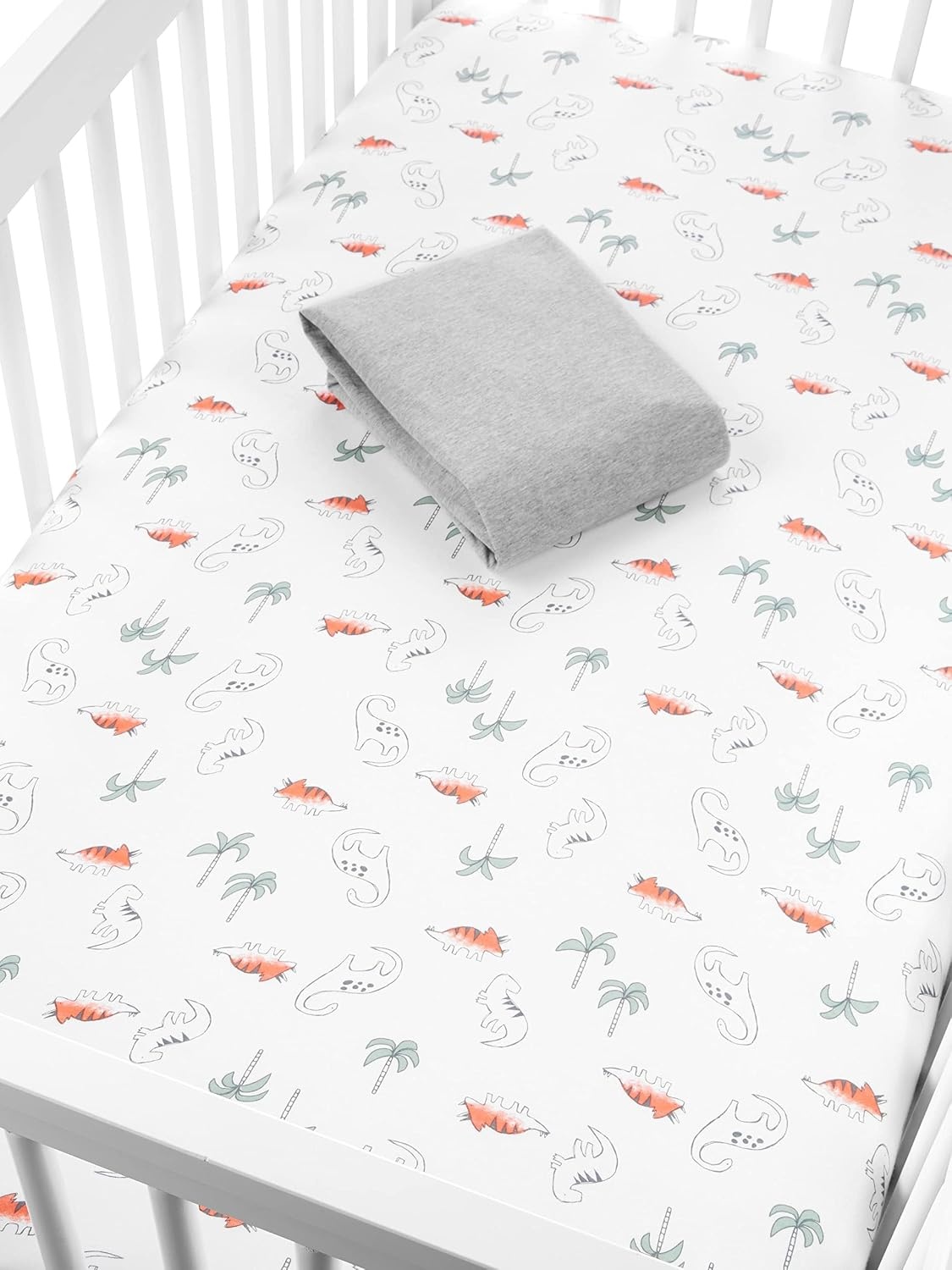 image:imageSimple Joys by Carters Baby 2Pack Cotton Crib SheetsHeatherDinosaur