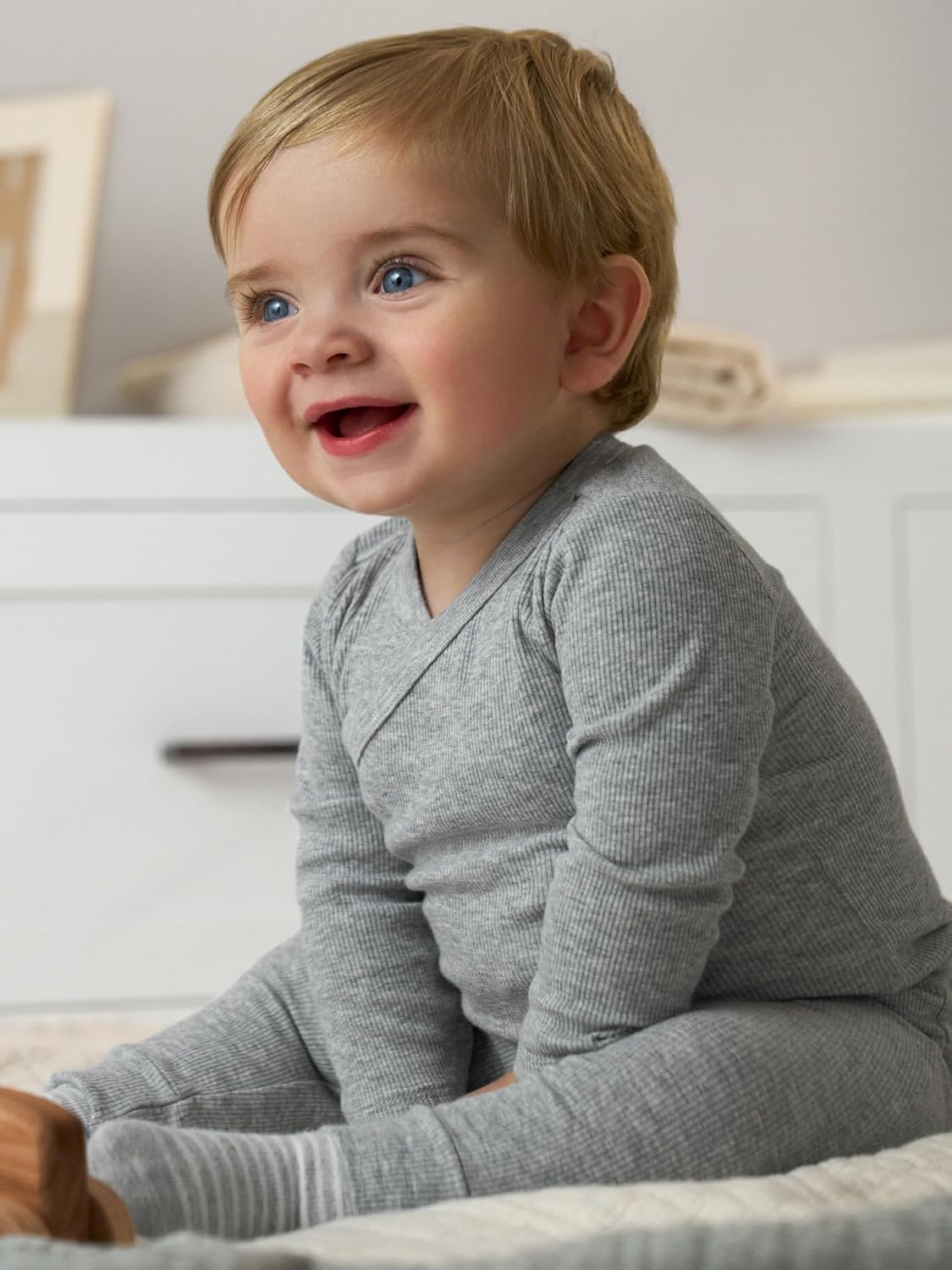 image:imageSimple Joys by Carters Baby 4Pack Neutral PantBlueGoldGrey HeatherWhite Stripe
