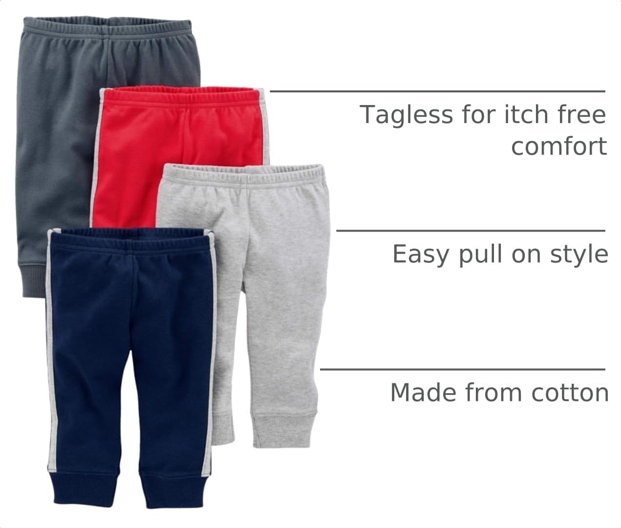 image:imageSimple Joys by Carters Baby 4Pack Neutral PantDark BlueDark GreyGrey HeatherRed