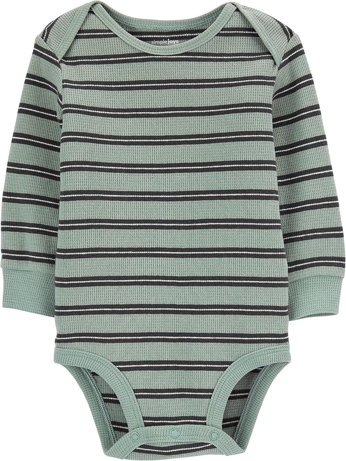 image:imageSimple Joys by Carters Baby 4pack Soft Thermal Long Sleeve BodysuitsBlackGreen StripeNavyRust