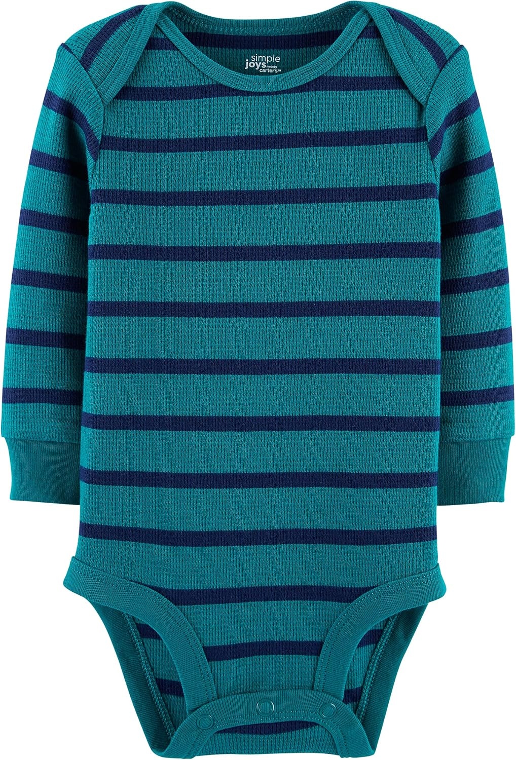 image:imageSimple Joys by Carters Baby 4pack Soft Thermal Long Sleeve BodysuitsBlue HeatherGrey HeatherStripe