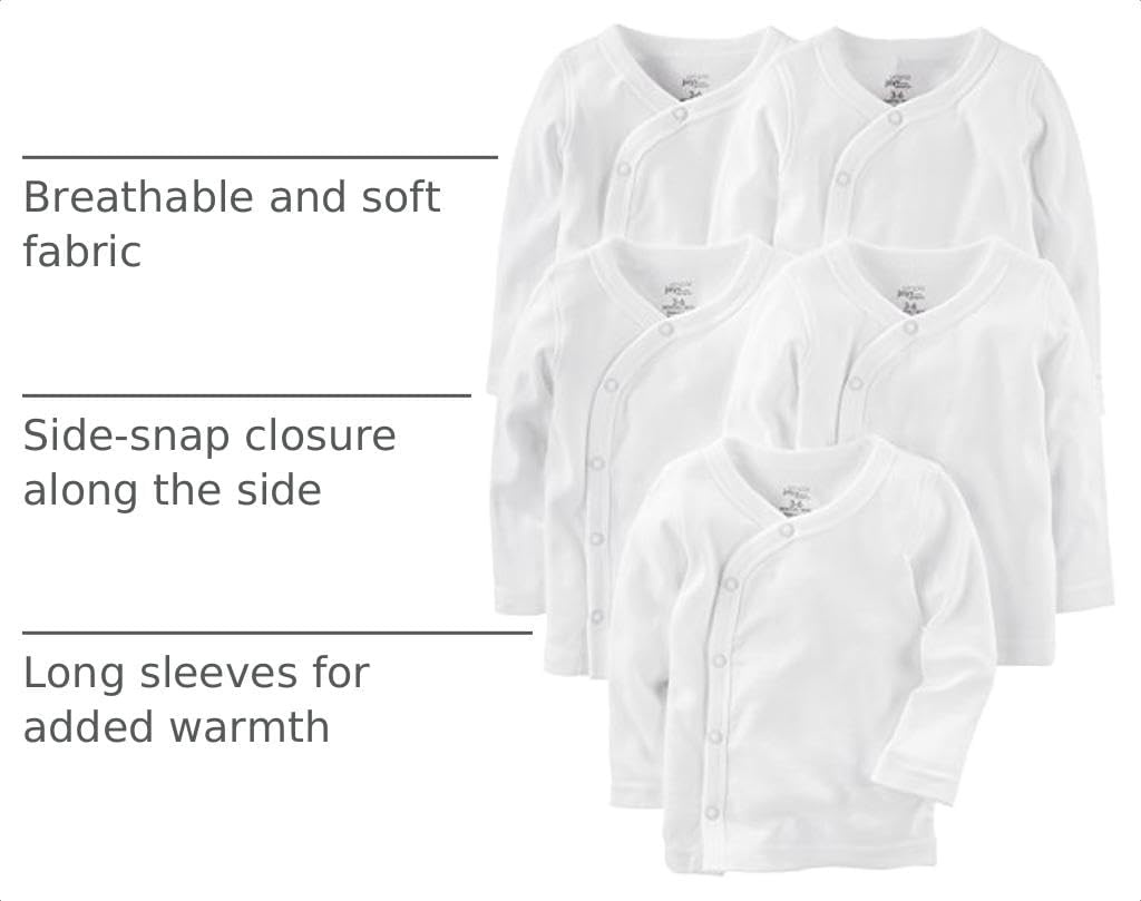 image:imageSimple Joys by Carters Baby 5Pack Sidesnap LongSleeve ShirtWhite