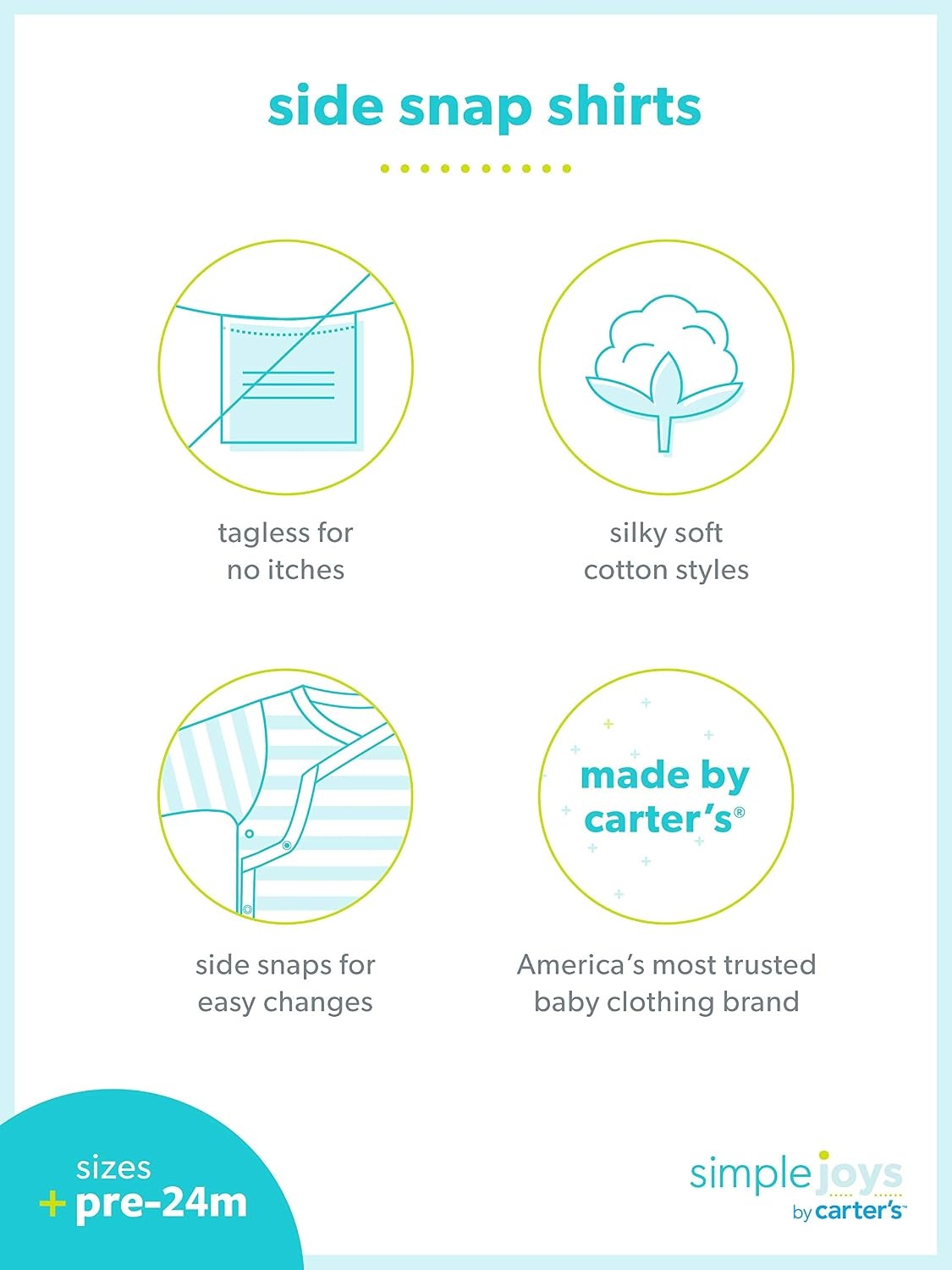 image:imageSimple Joys by Carters Baby 5Pack Sidesnap LongSleeve ShirtWhite