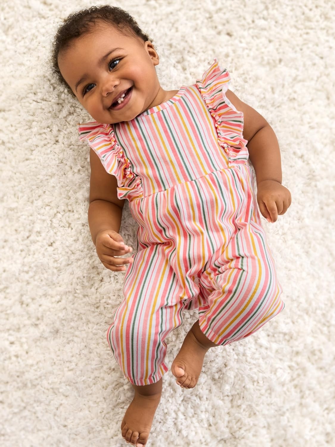 image:imageSimple Joys by Carters Baby Boys 2 Pack JumpsuitsPink StrawberriesWhite Vertical Stripe