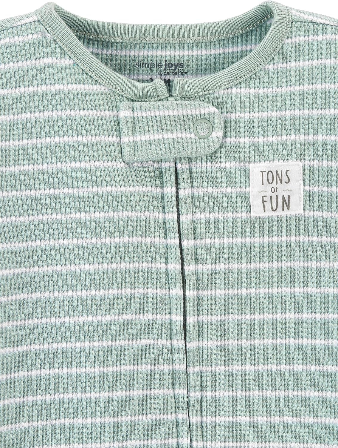 image:imageSimple Joys by Carters Baby Boys 2way Zip Thermal Footed Sleep and Play Pack of 2Mint Green StripeWhite Avocados