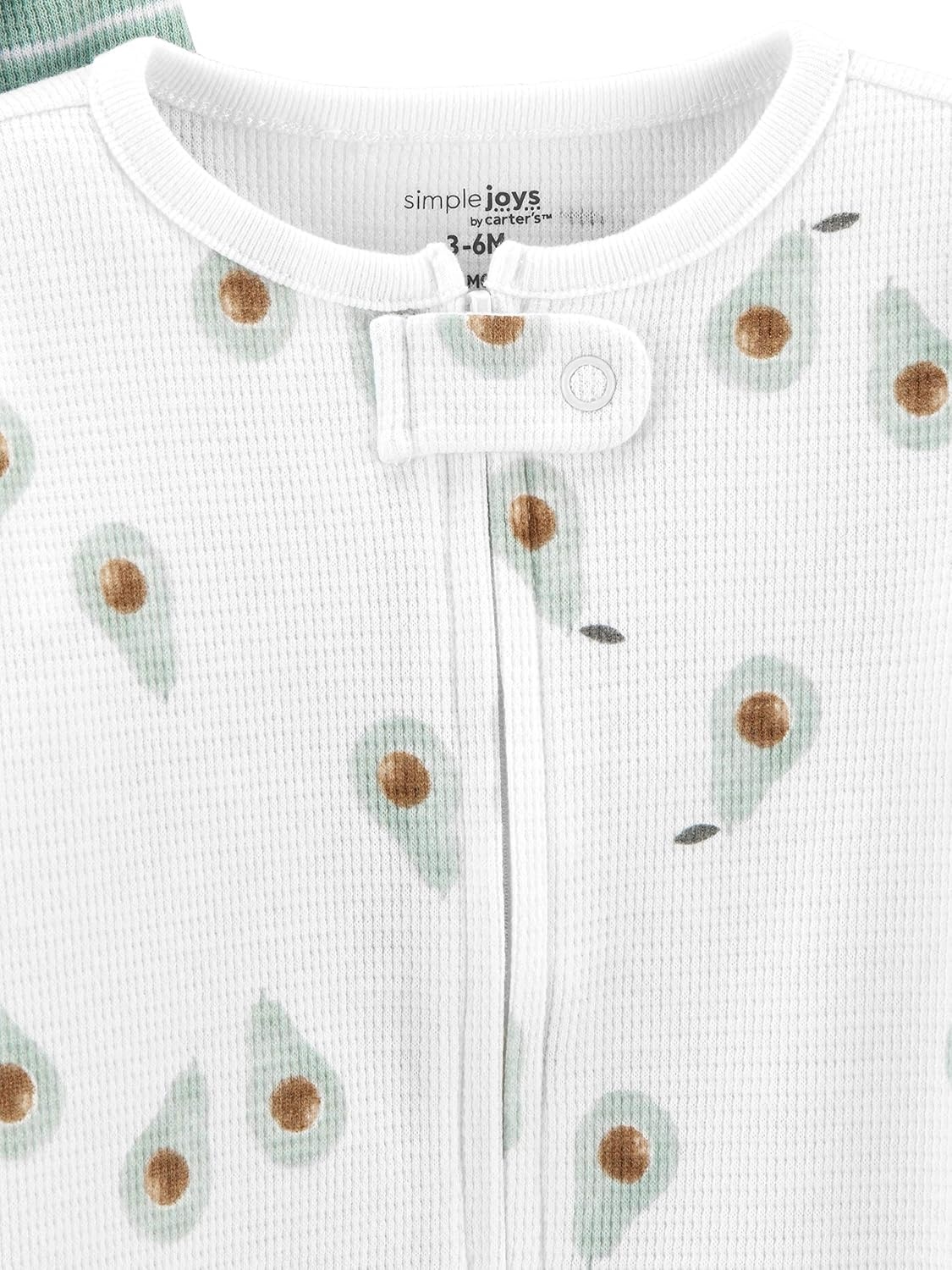 image:imageSimple Joys by Carters Baby Boys 2way Zip Thermal Footed Sleep and Play Pack of 2Mint Green StripeWhite Avocados