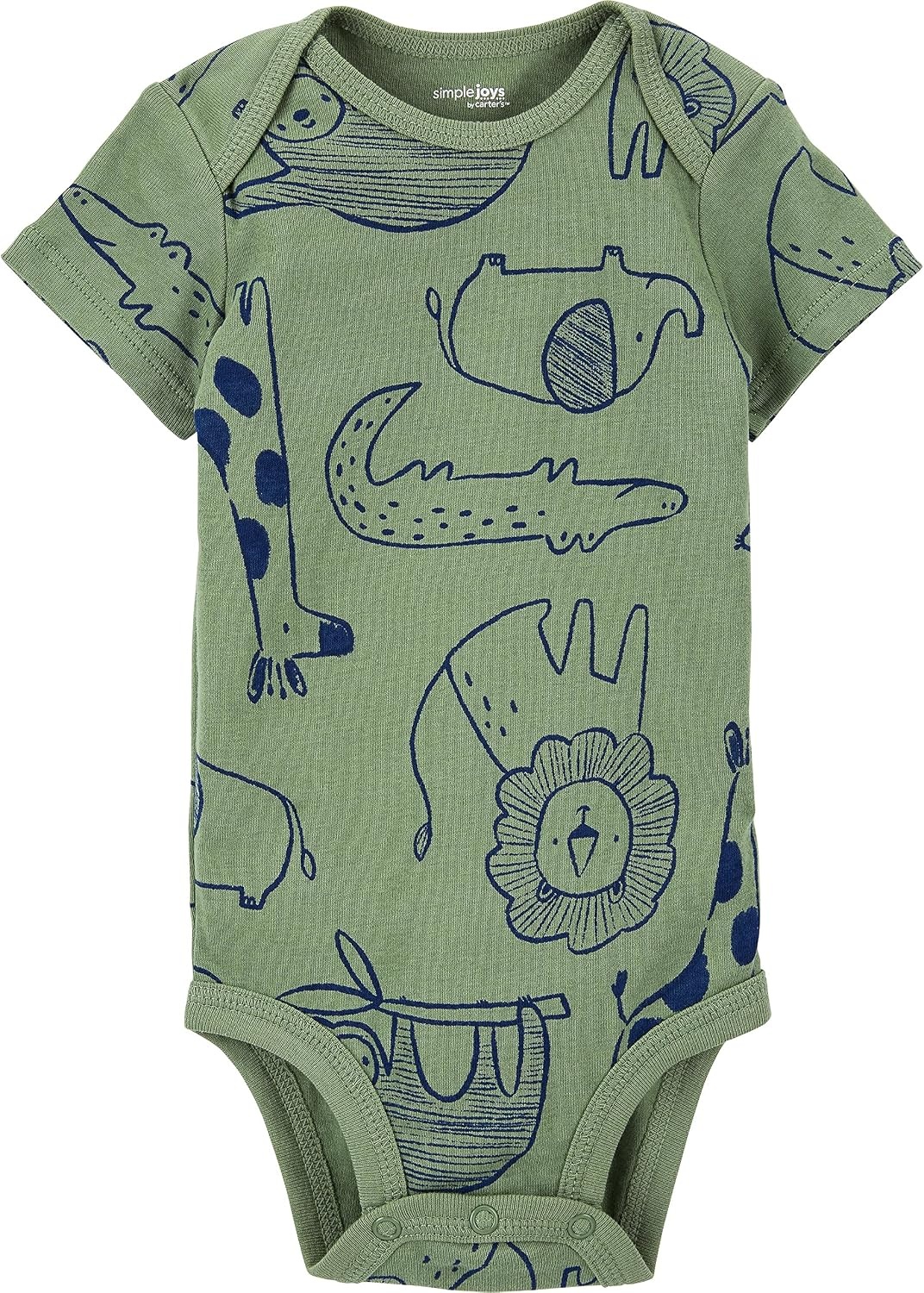 image:imageSimple Joys by Carters Baby Boys 6Pack ShortSleeve BodysuitMulticolorAlligatorForest AnimalsStripe