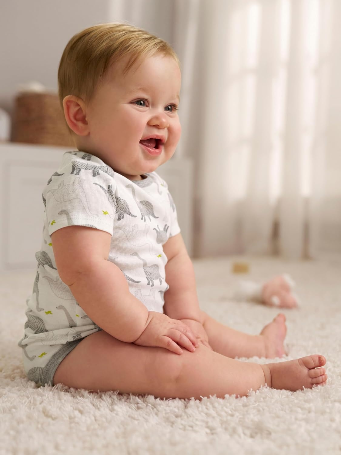 image:imageSimple Joys by Carters Baby Boys 6Pack ShortSleeve BodysuitMulticolorAnchorDinosaurStripeWhale