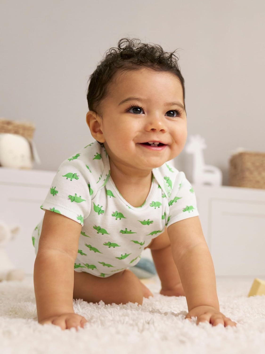 image:imageSimple Joys by Carters Baby Boys 6Pack ShortSleeve BodysuitMulticolorDinosaurSportsStripe