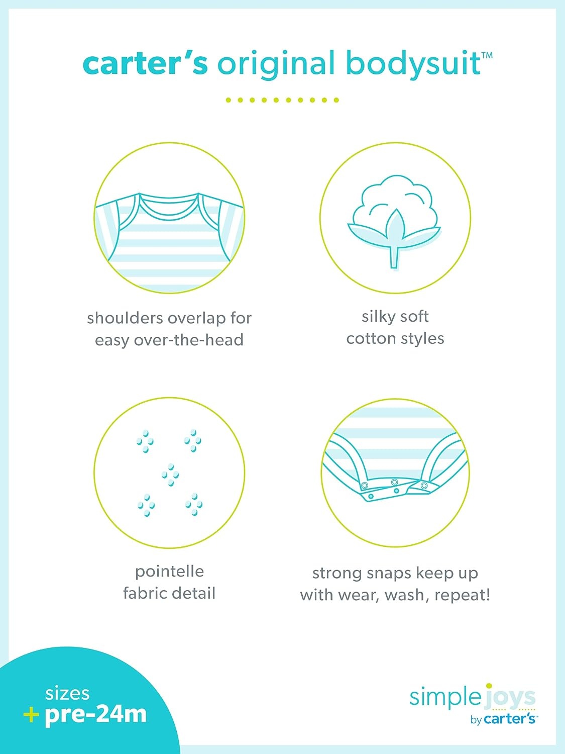 image:imageSimple Joys by Carters Baby Boys 6Pack ShortSleeve BodysuitMulticolorDogsMini StripeSports Pack