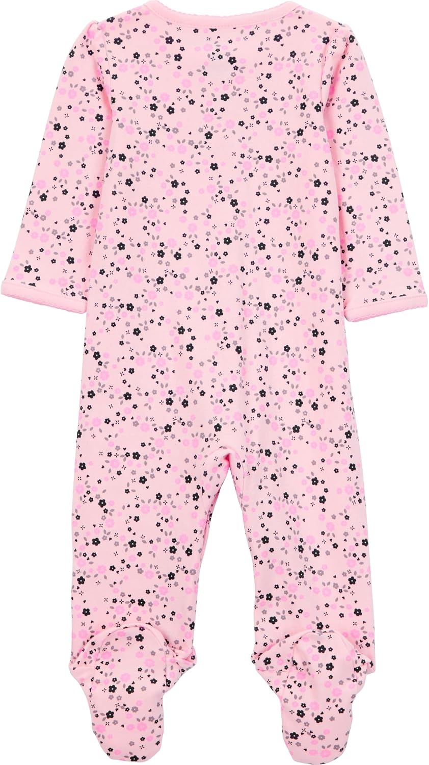 image:imageSimple Joys by Carters Baby Girls 2pack Cotton Snap Footed Sleep and PlayGrey ButterflyPink Floral