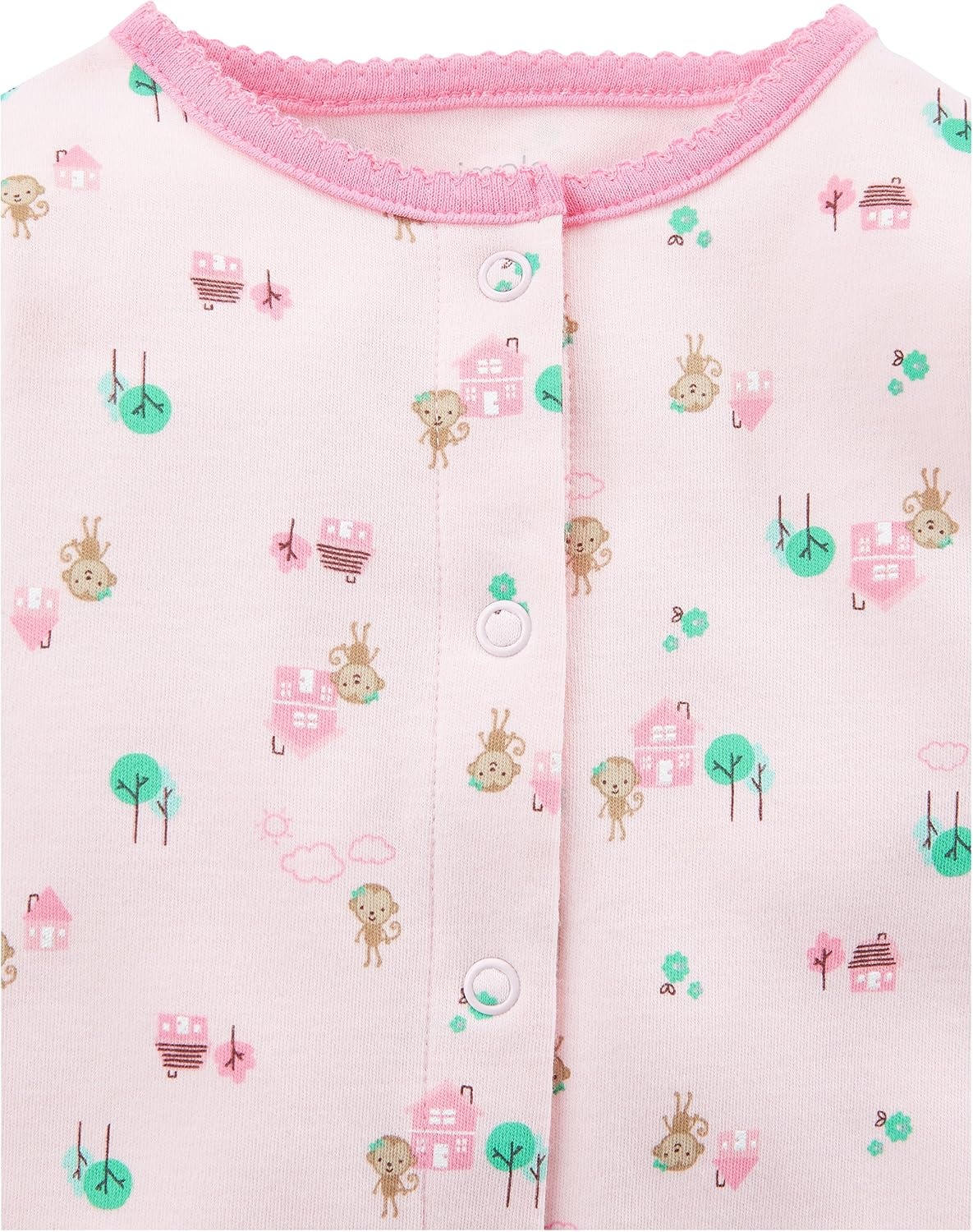 image:imageSimple Joys by Carters Baby Girls 2pack Cotton Snap Footed Sleep and PlayMint Green OwlsPink Monkey