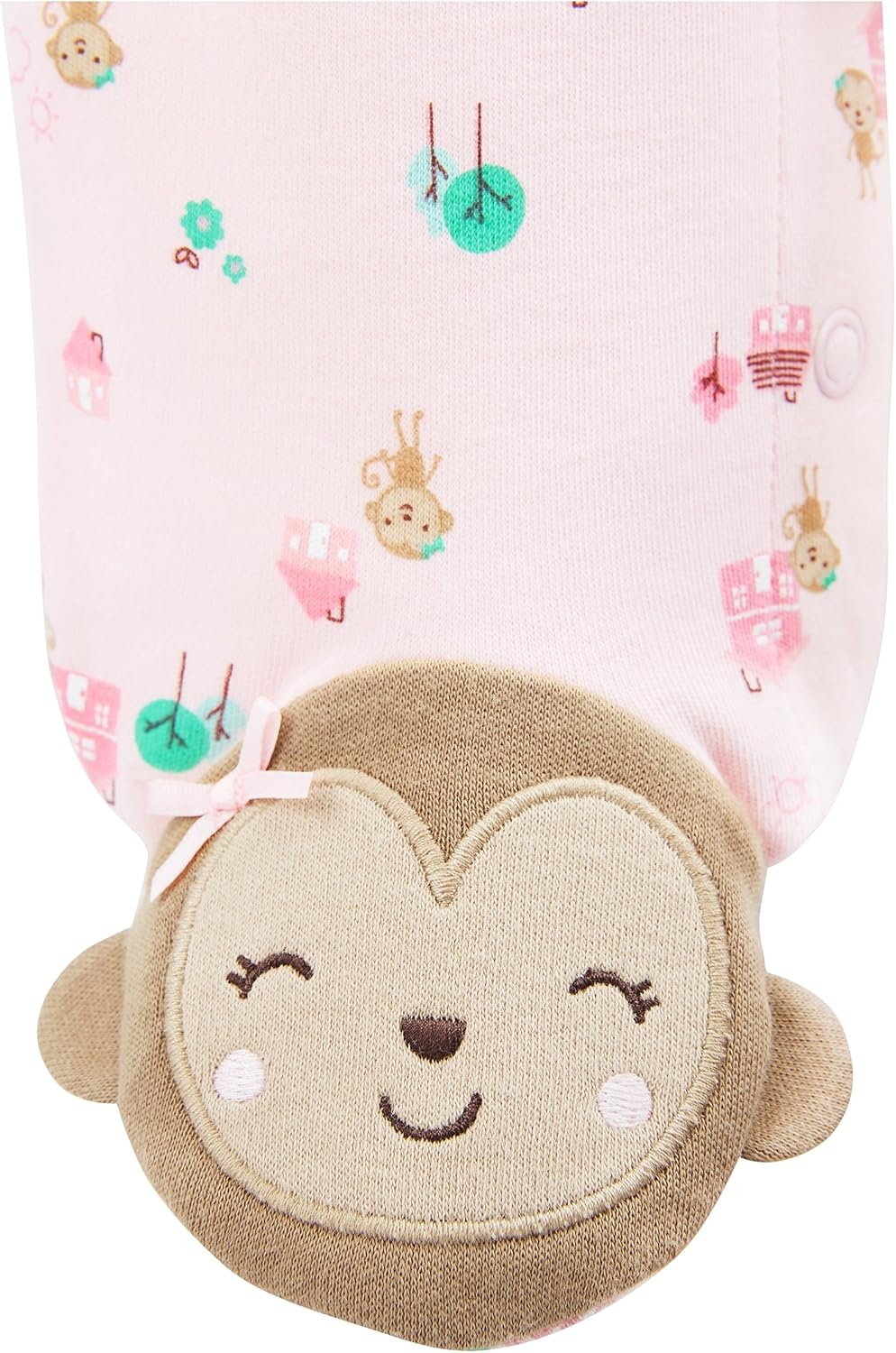 image:imageSimple Joys by Carters Baby Girls 2pack Cotton Snap Footed Sleep and PlayMint Green OwlsPink Monkey