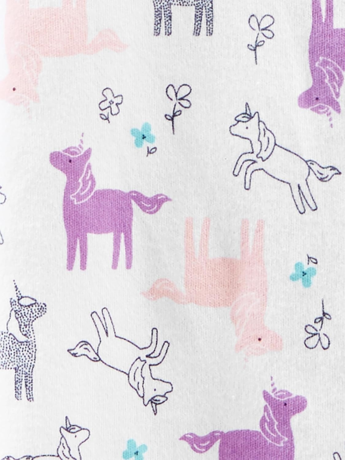image:imageSimple Joys by Carters Baby Girls 2pack Cotton Snap Footed Sleep and PlayPurple DotsWhite Unicorn
