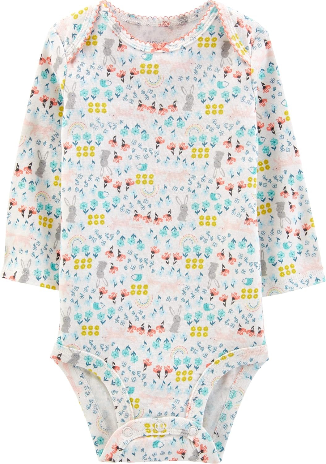 image:imageSimple Joys by Carters Baby Girls 5pack Longsleeve BodysuitDotsFloralHeartsOwl