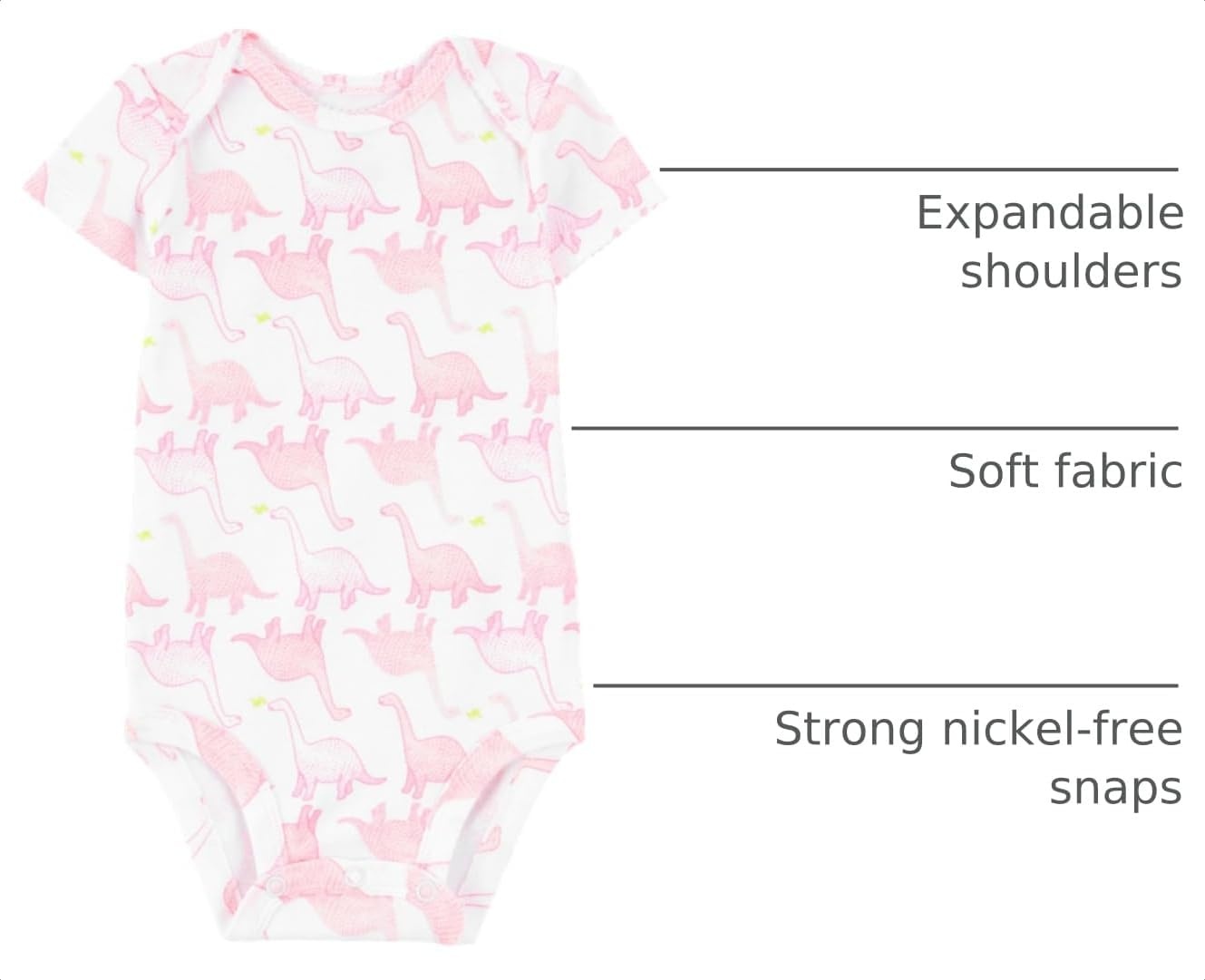 image:imageSimple Joys by Carters Baby Girls 6 Pack Short Sleeve BodysuitMulticolorDinosaurFloralForest AnimalsFruitHearts