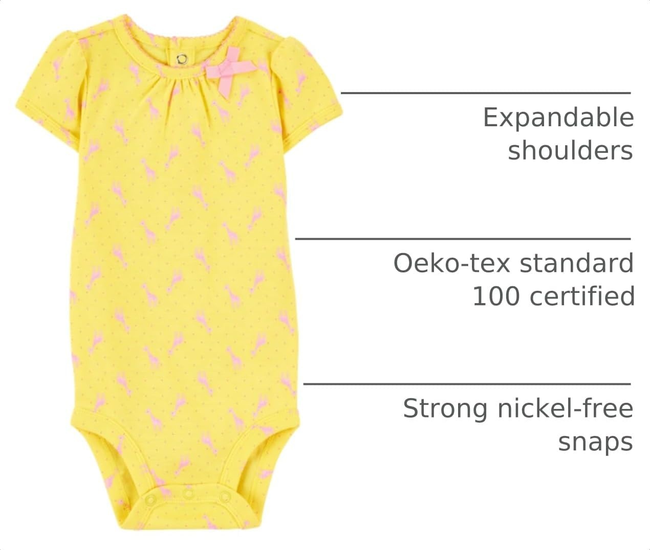 image:imageSimple Joys by Carters Baby Girls 6 Pack Short Sleeve BodysuitPinkYellow