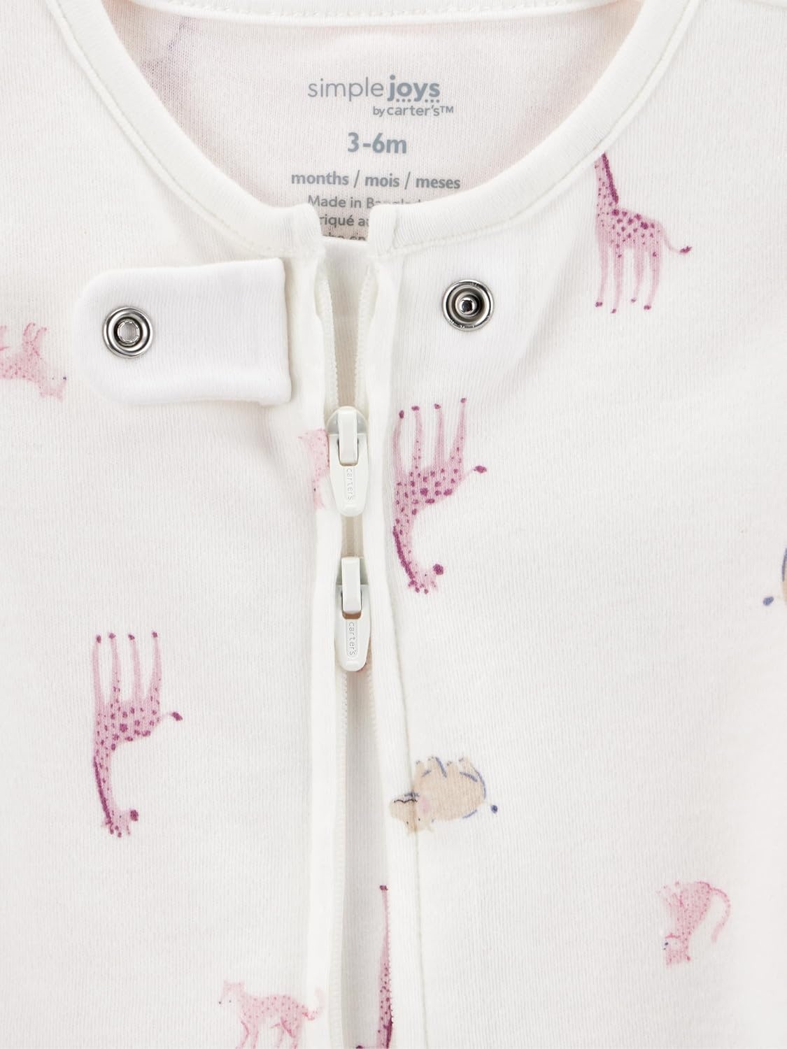 image:imageSimple Joys by Carters Baby Girls Cotton Footed Sleep and Play Pack of 2Pink Giraffe