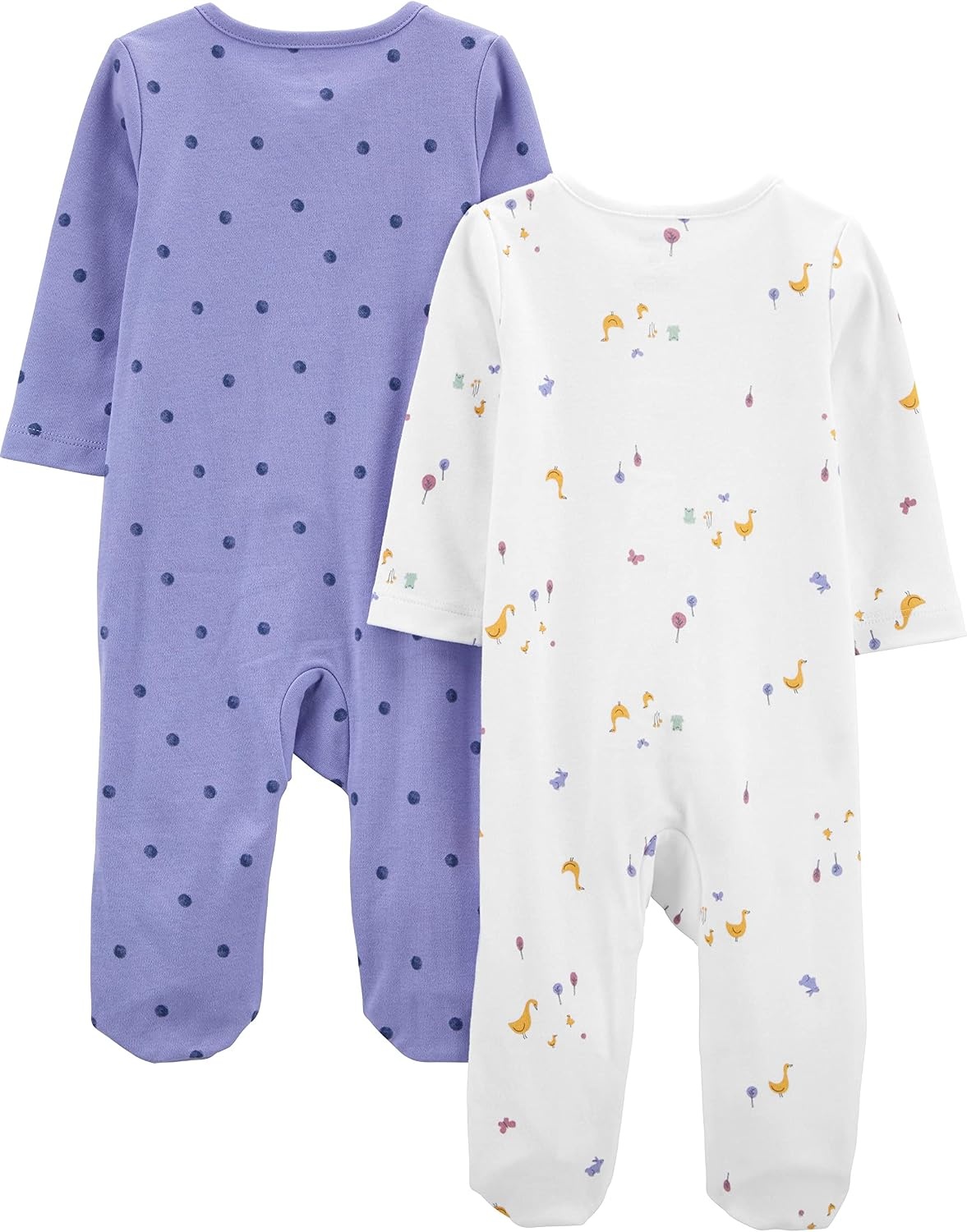 image:imageSimple Joys by Carters Baby Girls Cotton Footed Sleep and Play Pack of 2Purple Polka DotWhite Ducks