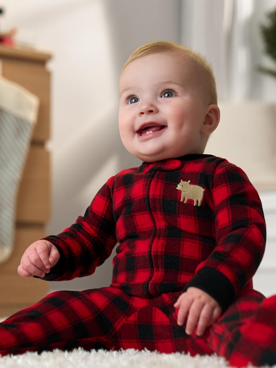 image:imageSimple Joys by Carters Baby In 2pk Fleece Snp Santa TreesBuffalo CheckForest Animals