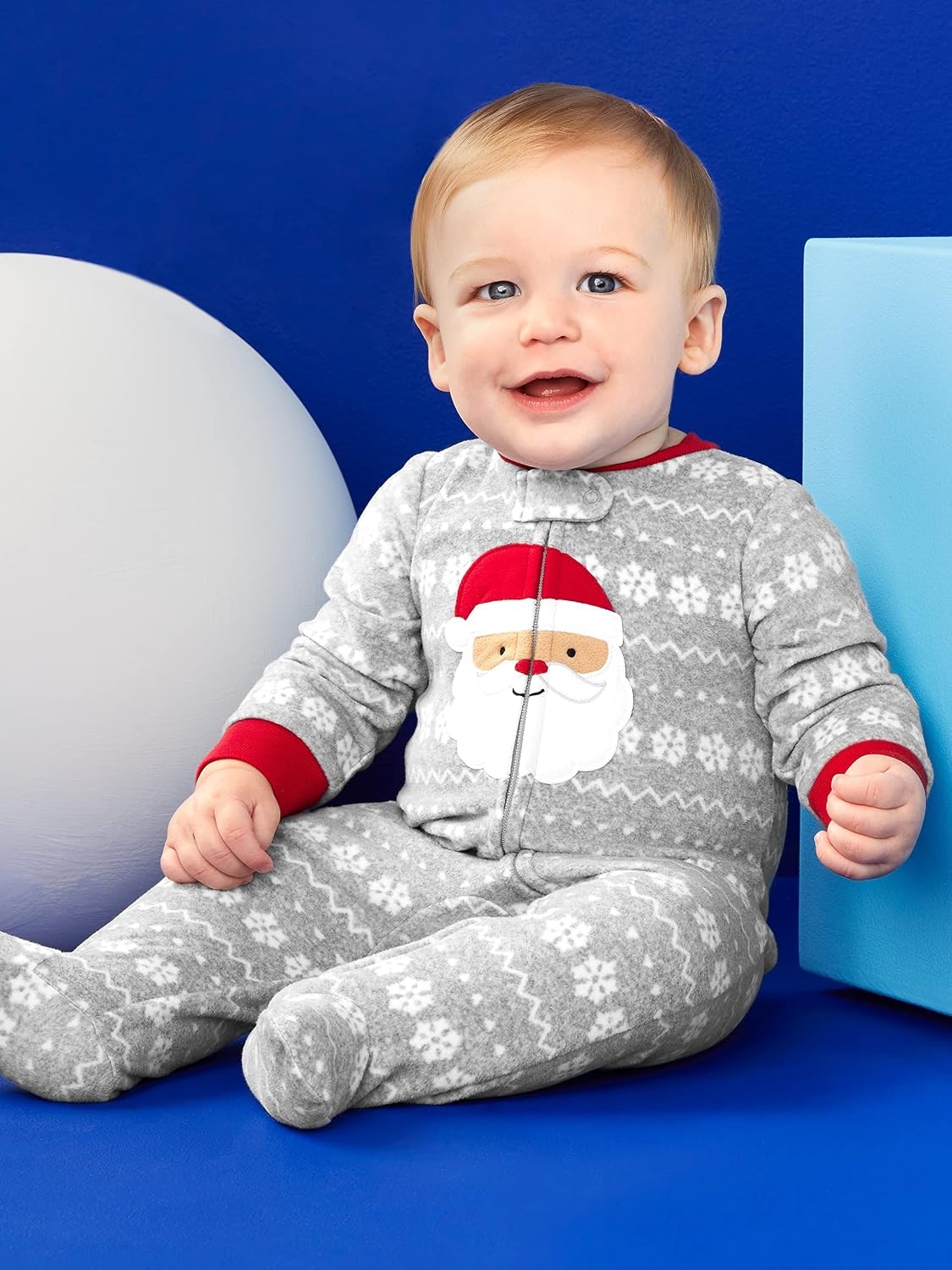 image:imageSimple Joys by Carters Baby In 2pk Fleece Snp Santa TreesGreen SantaGrey Festive Print