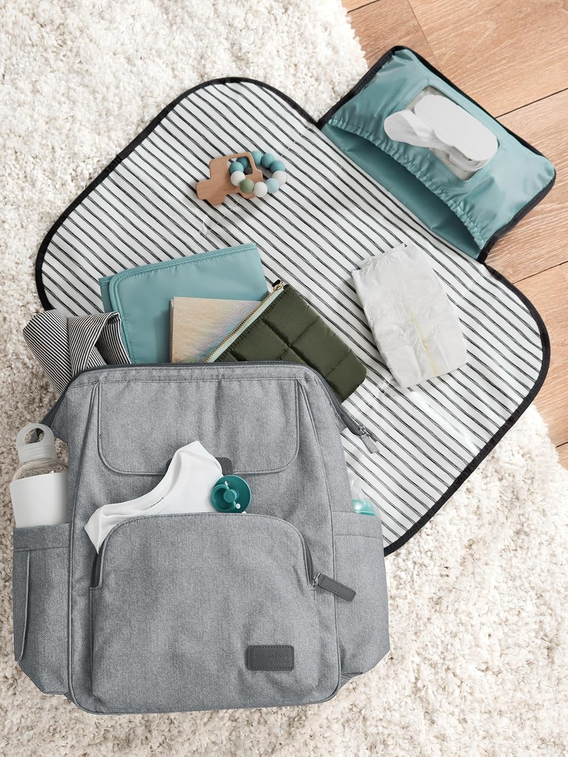 image:imageSimple Joys by Carters Spot On Polka Dot Diaper Backpack One SizeGrey