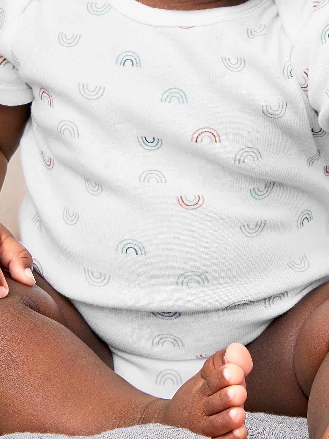image:imageSimple Joys by Carters Unisex Babies ShortSleeve BodysuitAnimalRainbowStripeText Print