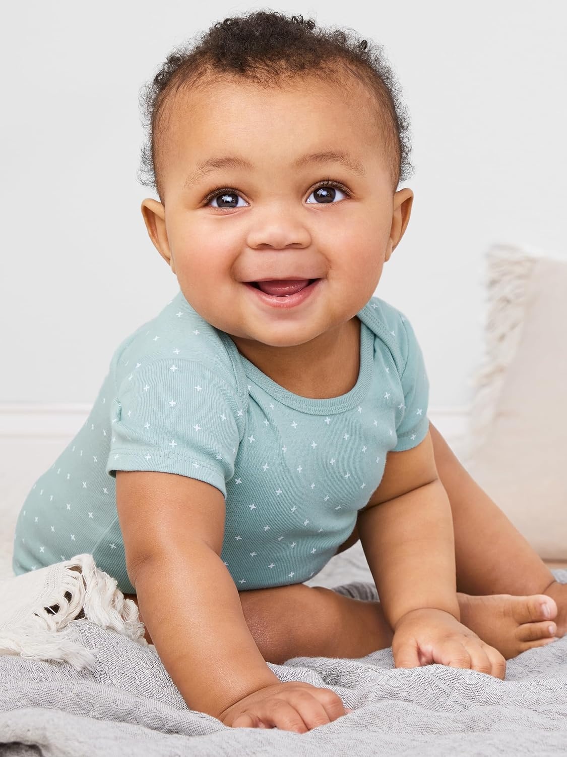 image:imageSimple Joys by Carters Unisex Babies ShortSleeve BodysuitAnimalRainbowStripeText Print