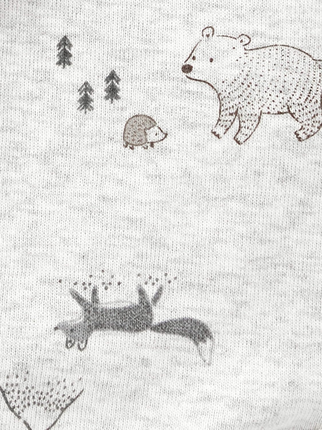 image:imageSimple Joys by Carters Unisex Baby 4pack Side Snap BodysuitBrownGrey Forest AnimalsWhiteBear Print