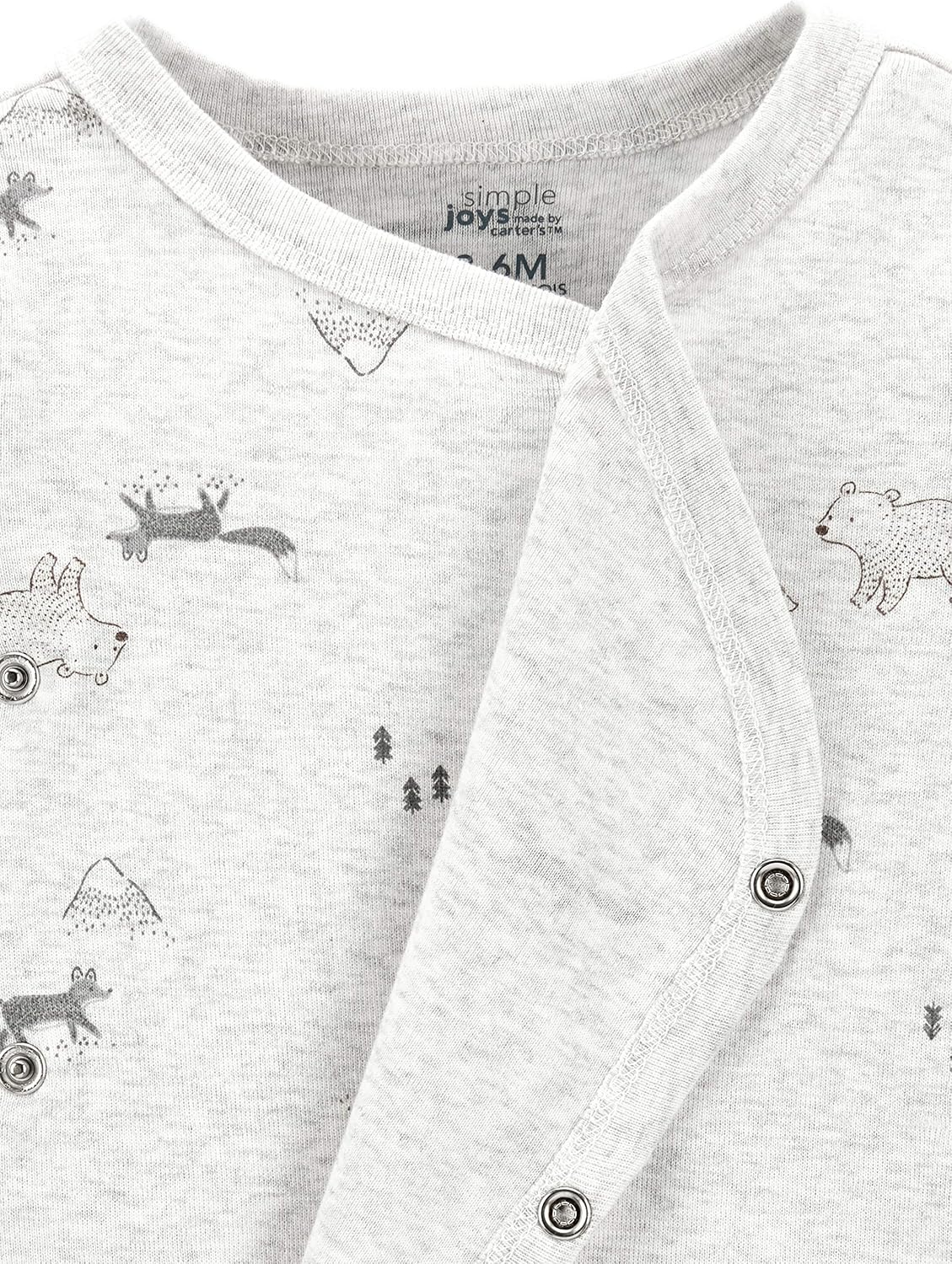 image:imageSimple Joys by Carters Unisex Baby 4pack Side Snap BodysuitBrownGrey Forest AnimalsWhiteBear Print