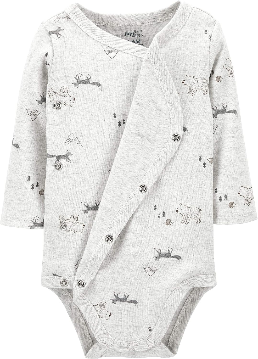 image:imageSimple Joys by Carters Unisex Baby 4pack Side Snap BodysuitBrownGrey Forest AnimalsWhiteBear Print