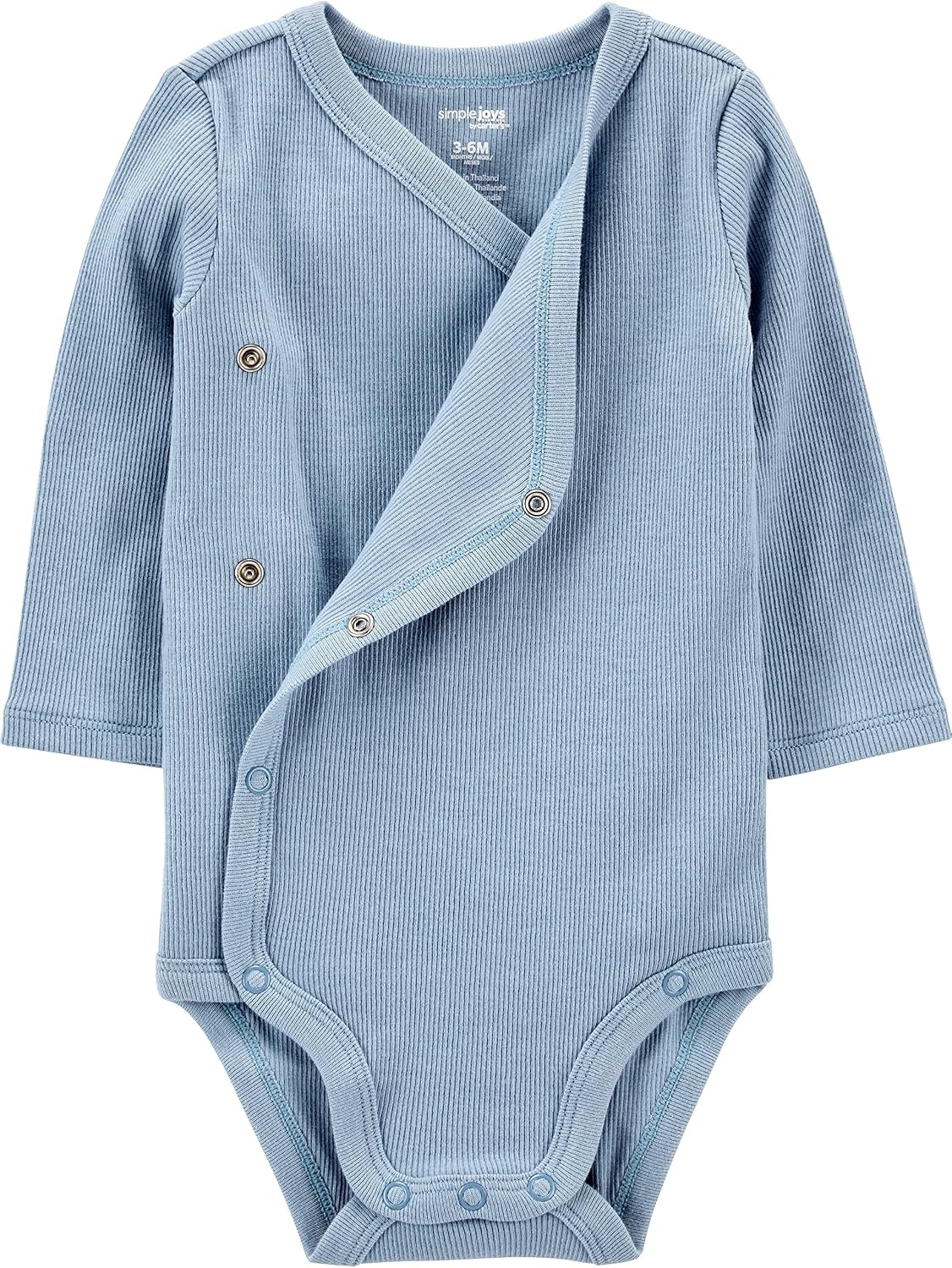 image:imageSimple Joys by Carters Unisex Baby 4pack Side Snap BodysuitDusty BlueGoldGrey HeatherWhite Stripe