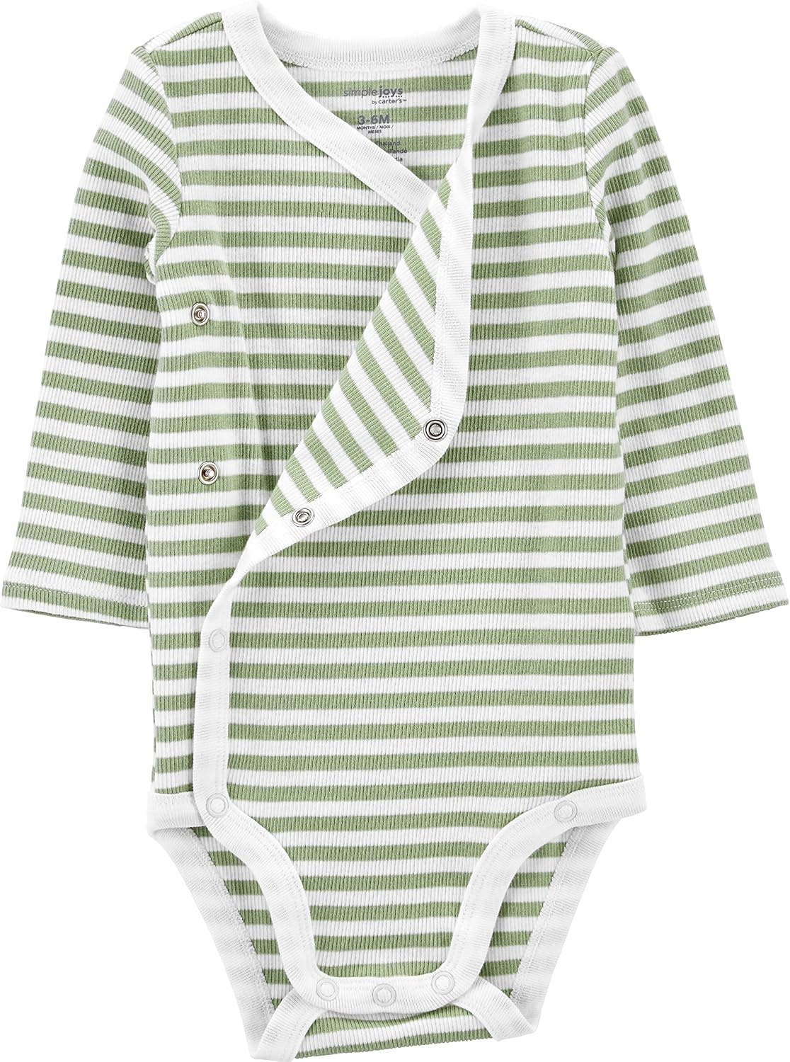 image:imageSimple Joys by Carters Unisex Baby 4pack Side Snap BodysuitJade Green StripeLight GreyOliveWhite Clouds