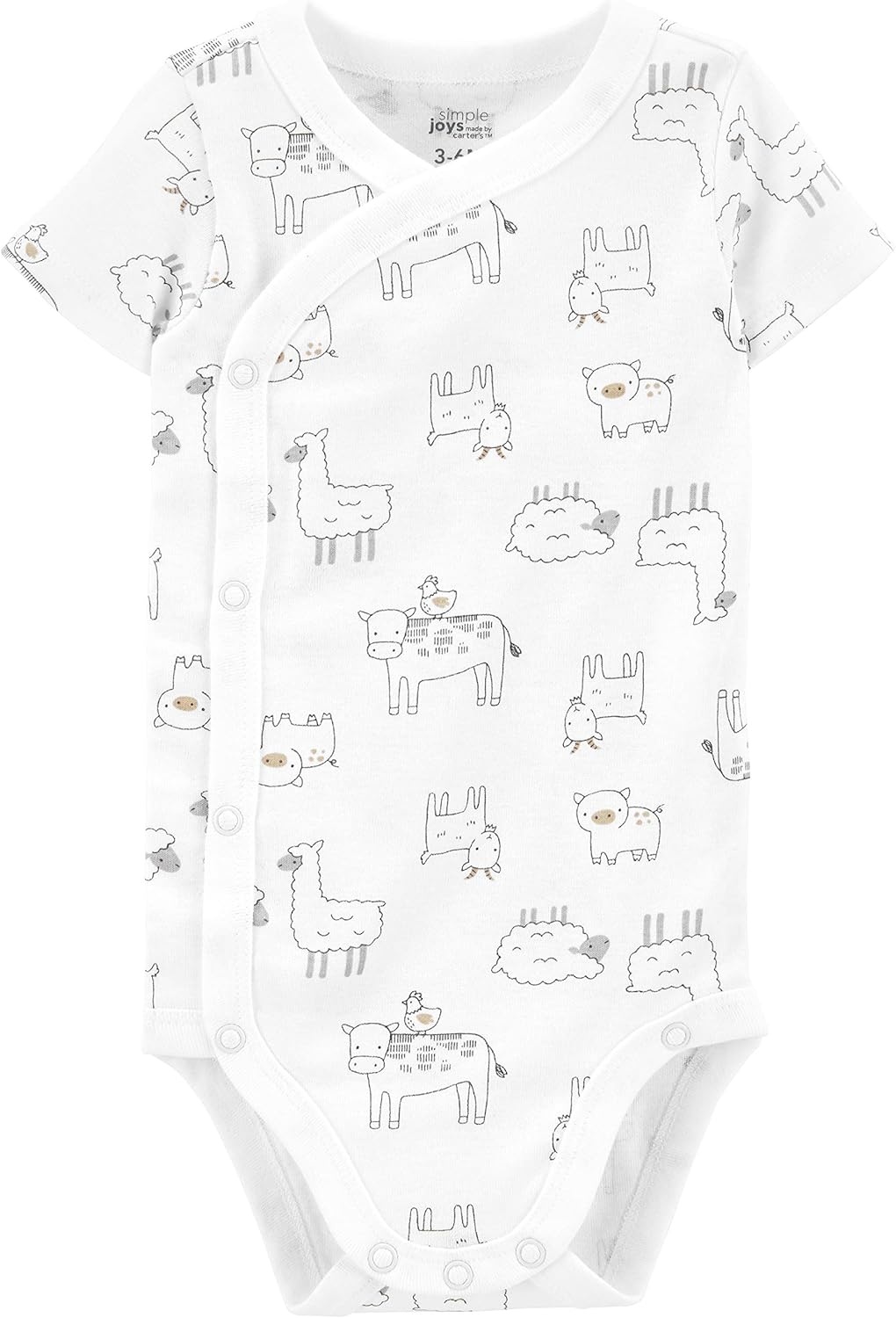 image:imageSimple Joys by Carters Unisex Baby 5pack Side Snap Shortsleeve BodysuitGreenGrey Forest AnimalsLight Grey HeatherMint Green StripeWhite Llama