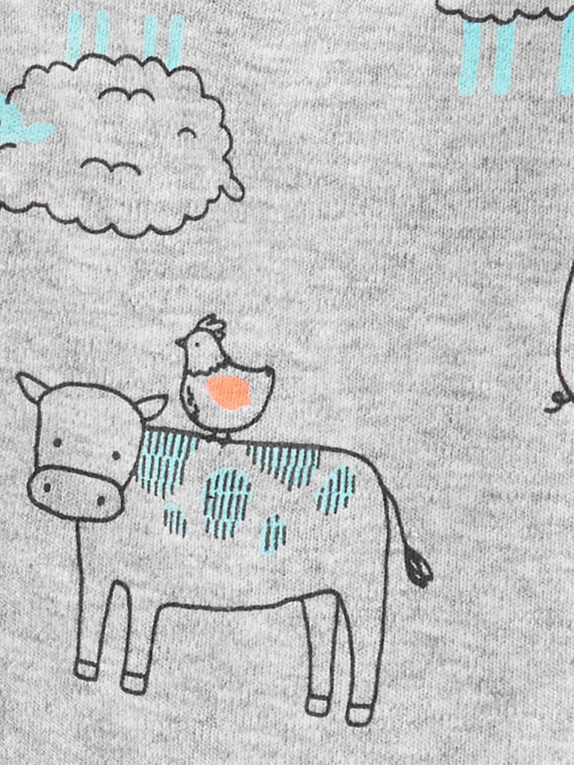 image:imageSimple Joys by Carters babyboys 2way Zip Thermal Footed Sleep and Play Pack of 2Grey CowYellow Hippo