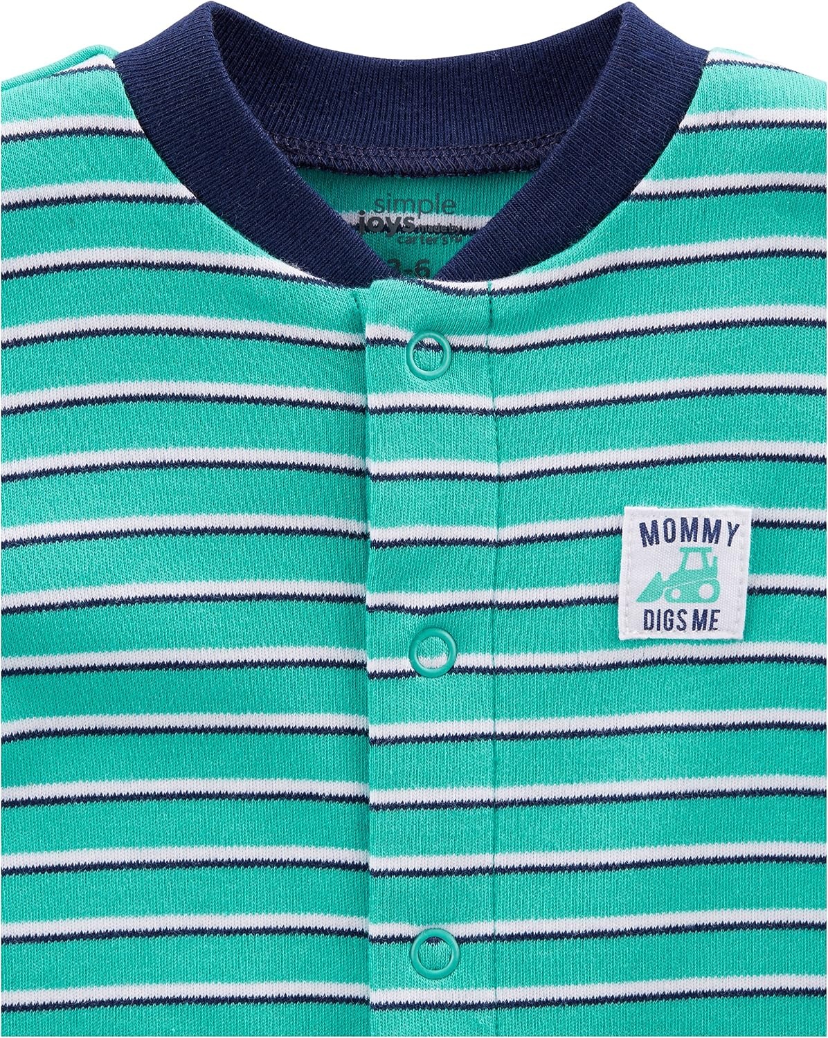 image:imageSimple Joys by Carters babyboys 2way Zip Thermal Footed Sleep and Play Pack of 2Navy StripeTurquoise Blue Stripe