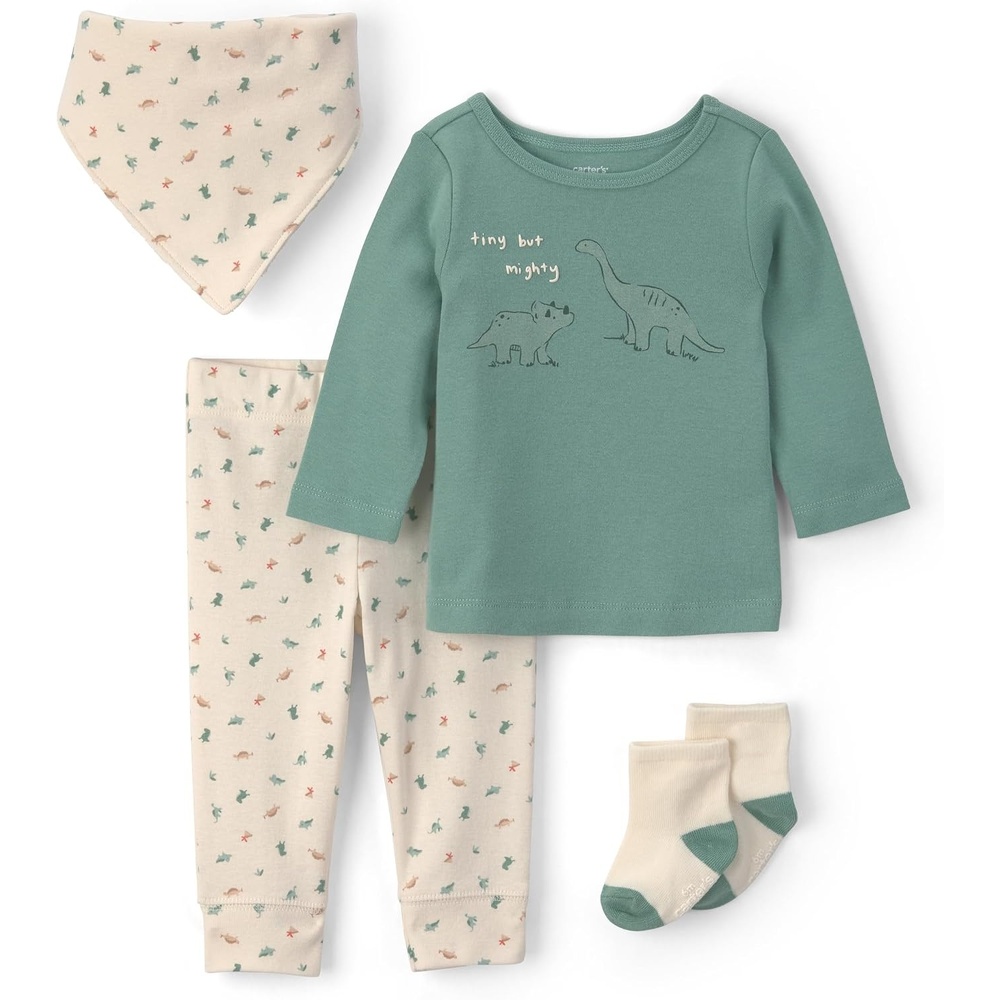 image:imageCarters Baby 4Piece Pant SetGreenIvory